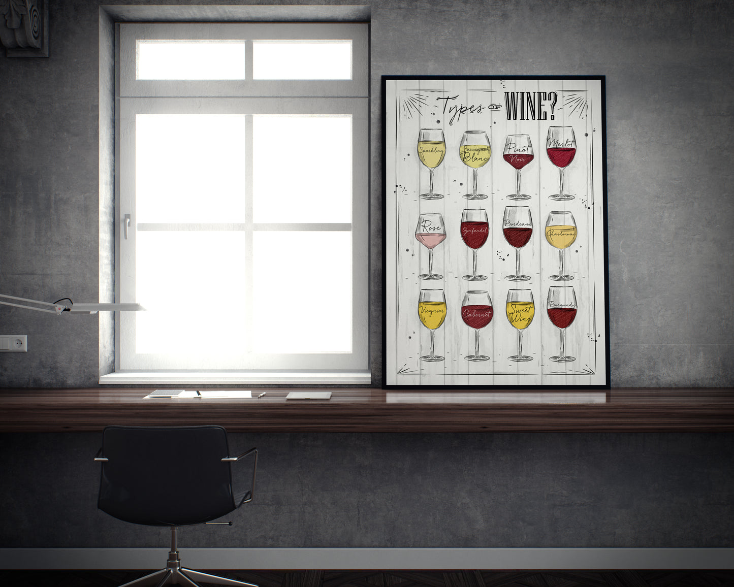 D#298 Wall art design, poster, kitchen art, alcoholic beverages types, Drinks, Festival, WINE TYPES