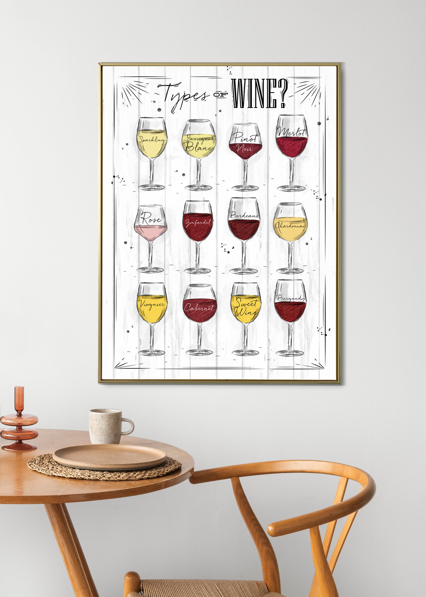 D#298 Wall art design, poster, kitchen art, alcoholic beverages types, Drinks, Festival, WINE TYPES