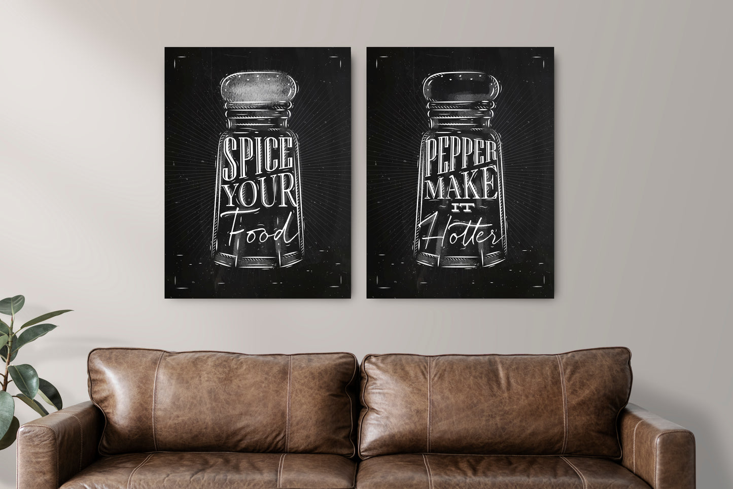 D#304 Wall art design, poster, Chalkboard kitchen art, Spices, Pepper, Seasoning, Spices Jars,  Spice your Food,  Set of 2 prints