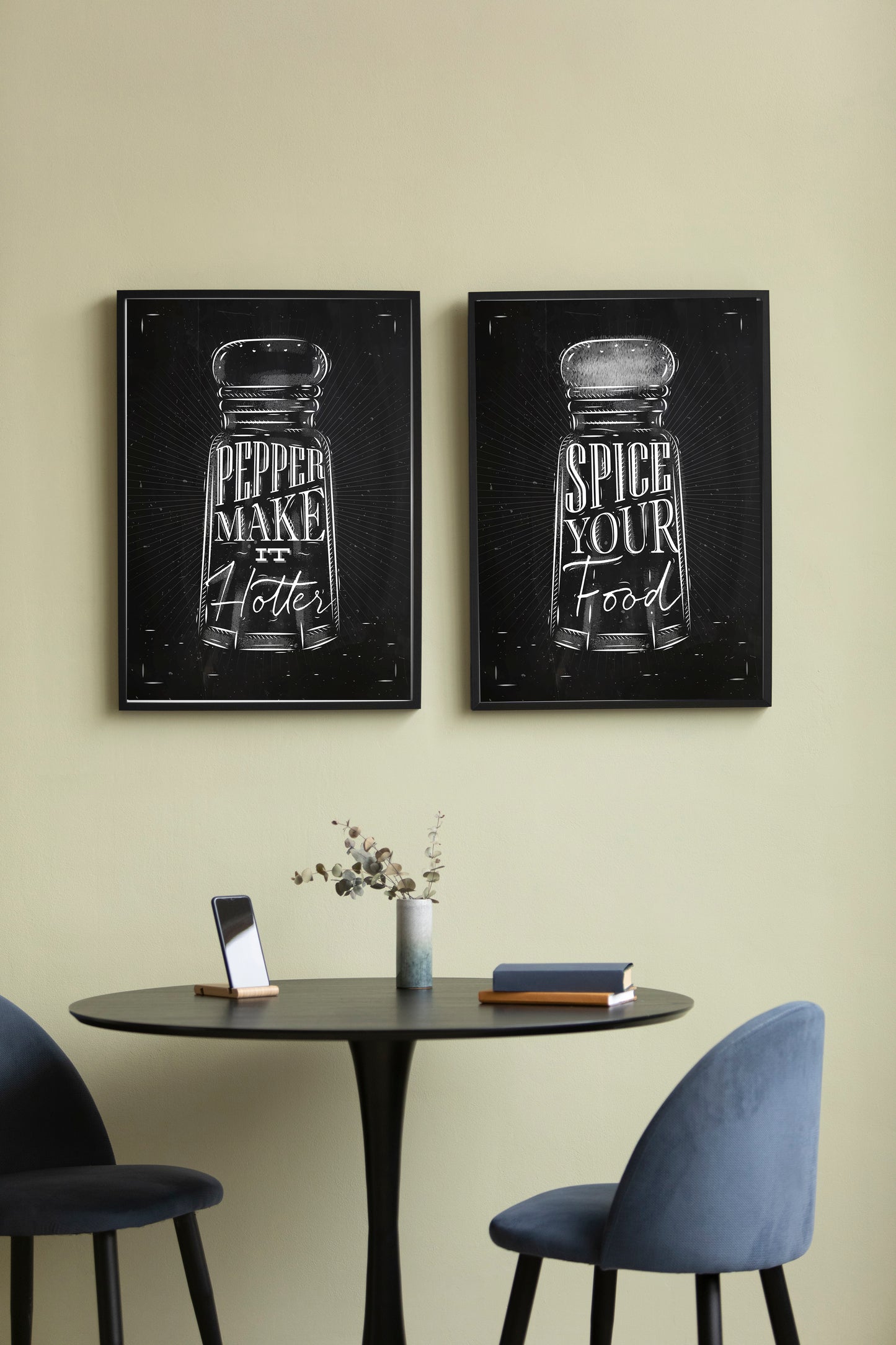 D#304 Wall art design, poster, Chalkboard kitchen art, Spices, Pepper, Seasoning, Spices Jars,  Spice your Food,  Set of 2 prints