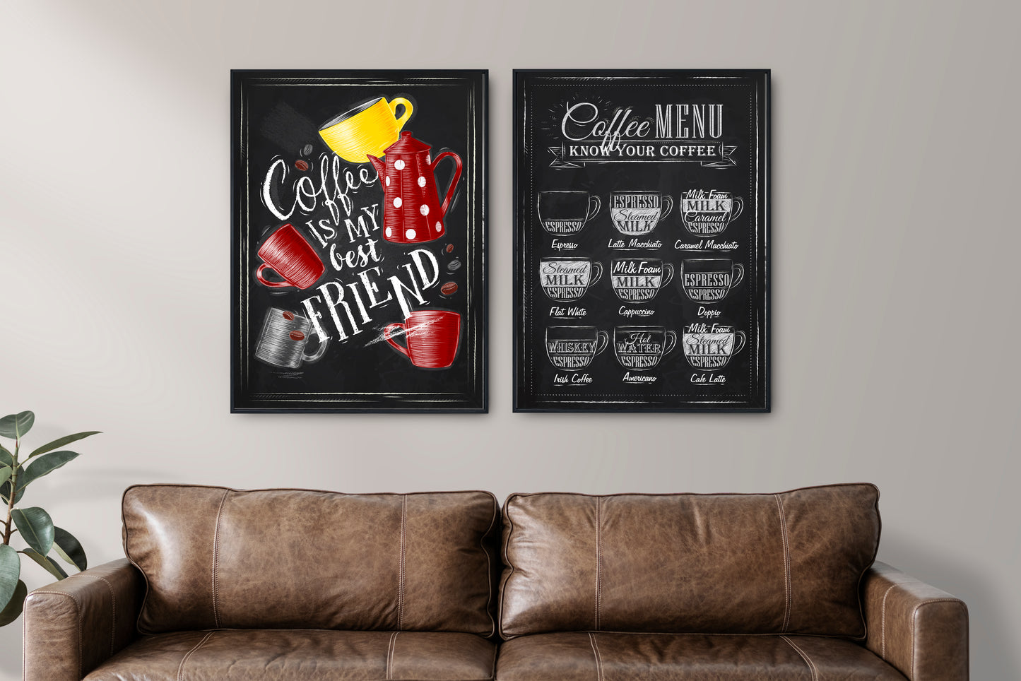 D#318, Wall art print,  Chalkboard poster, Desserts, Kitchen, Restaraunt, Pastry, Bakery, Coffee Collection, Set of 2 prints