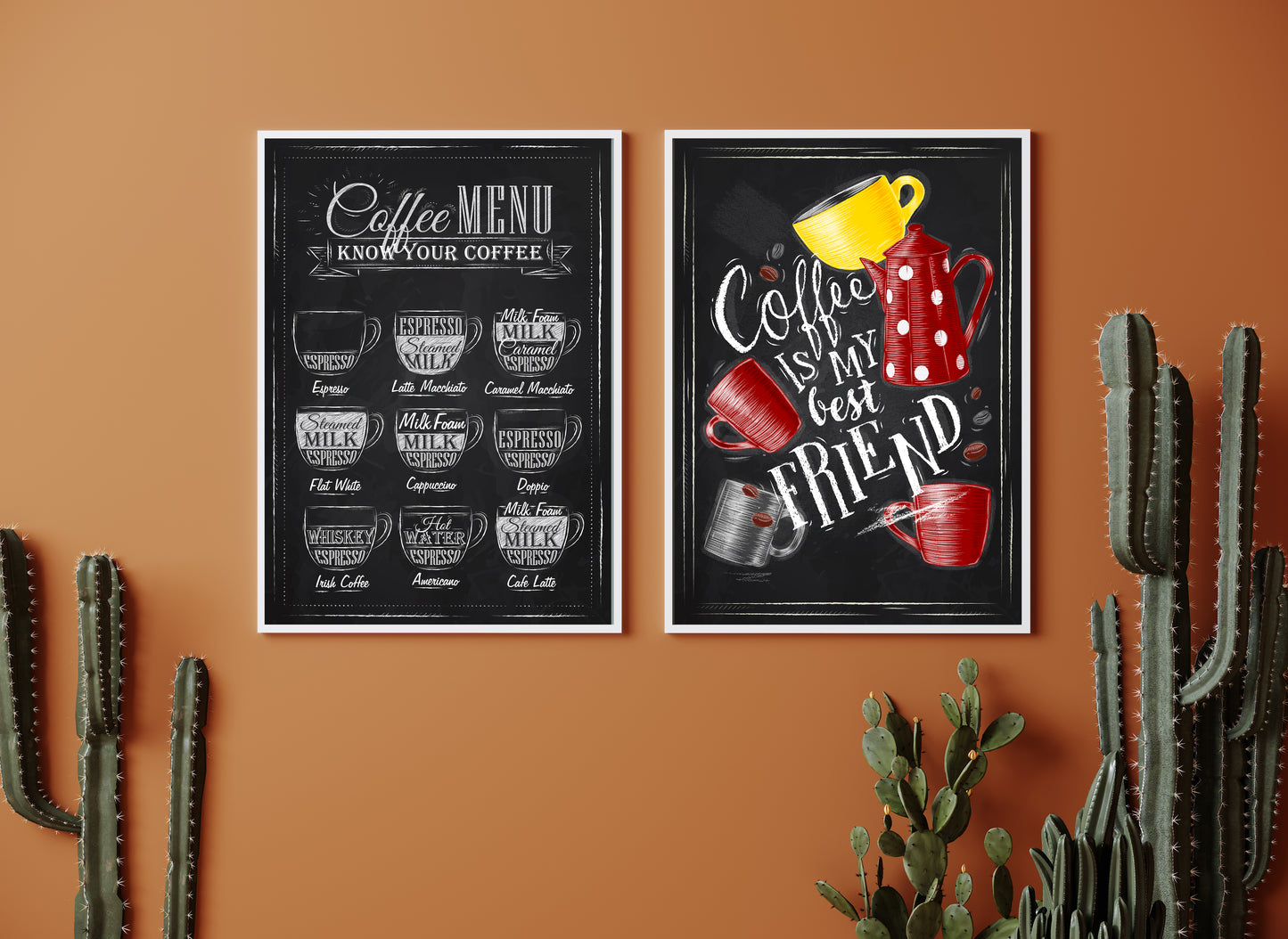 D#318, Wall art print,  Chalkboard poster, Desserts, Kitchen, Restaraunt, Pastry, Bakery, Coffee Collection, Set of 2 prints