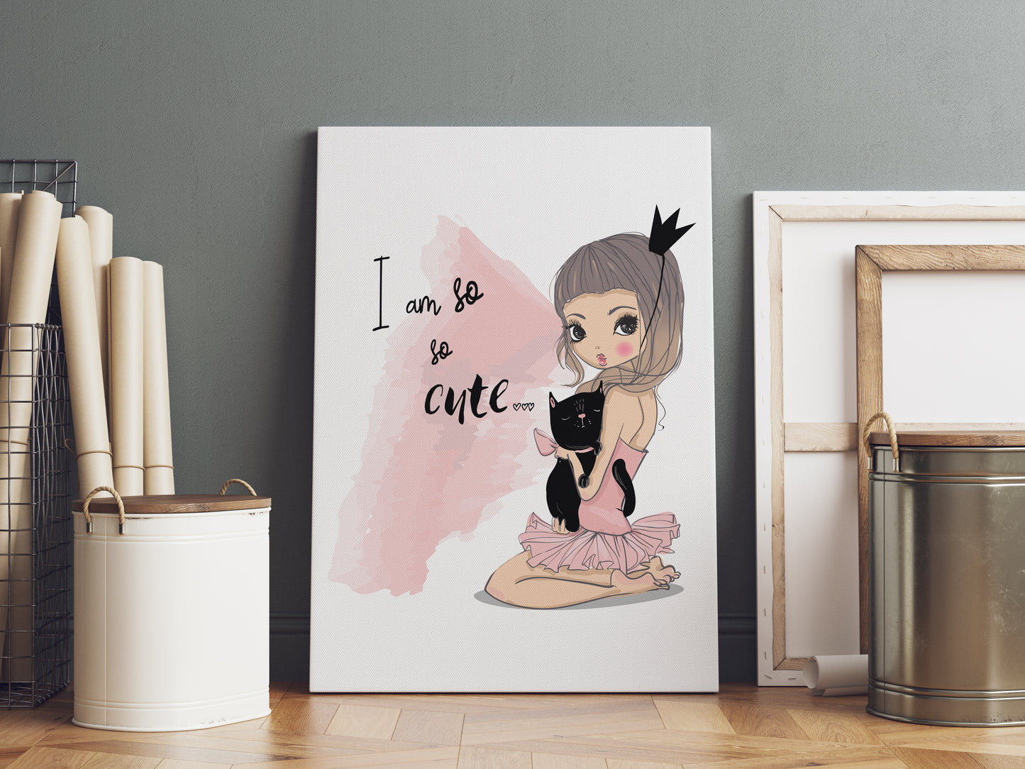 D#325 Wall art print, Poster, Aesthetic, Fashionista, Trendy, Paris, Cat, Pink, Cute, Beauty,  Little Princess