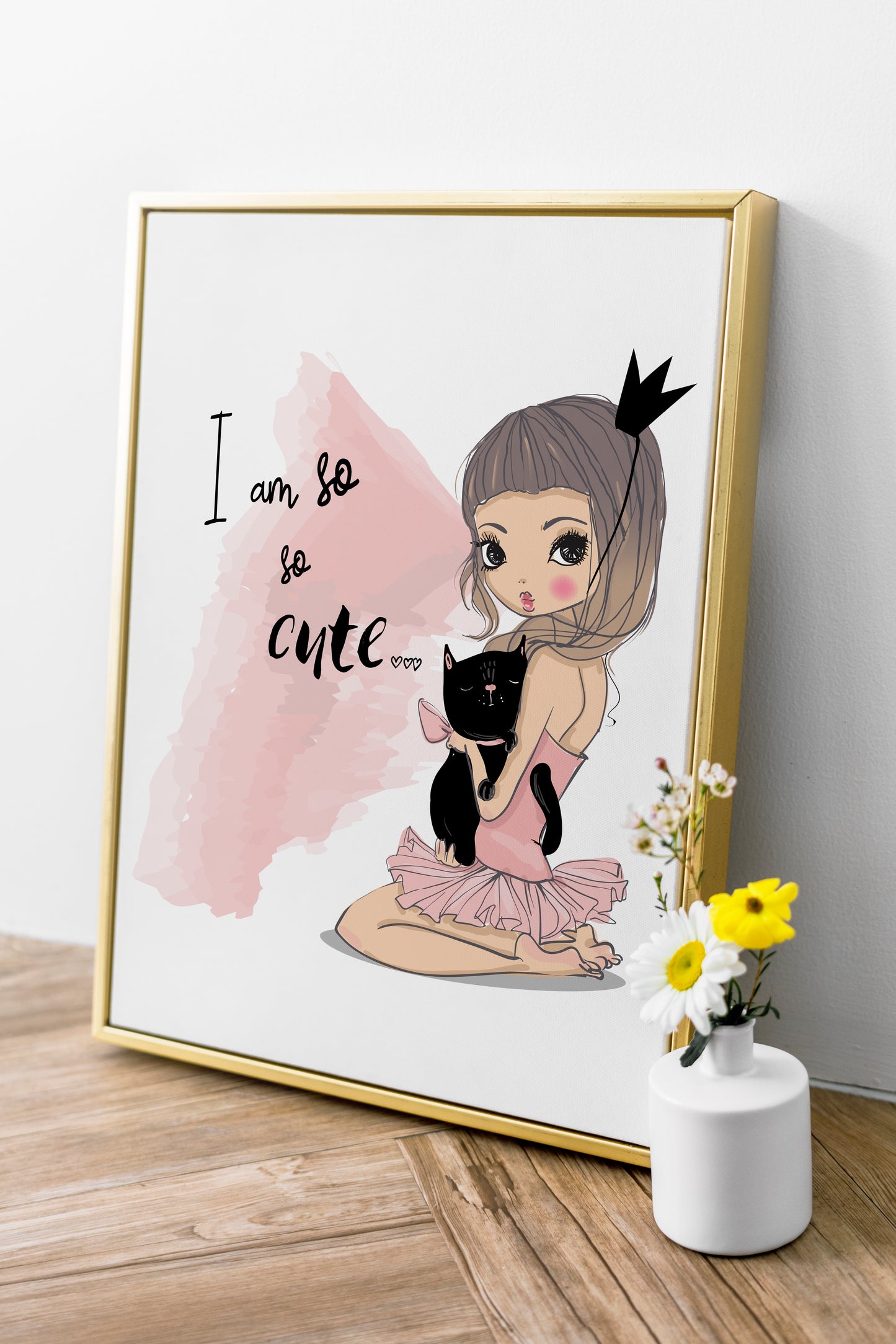 D#325 Wall art print, Poster, Aesthetic, Fashionista, Trendy, Paris, Cat, Pink, Cute, Beauty,  Little Princess