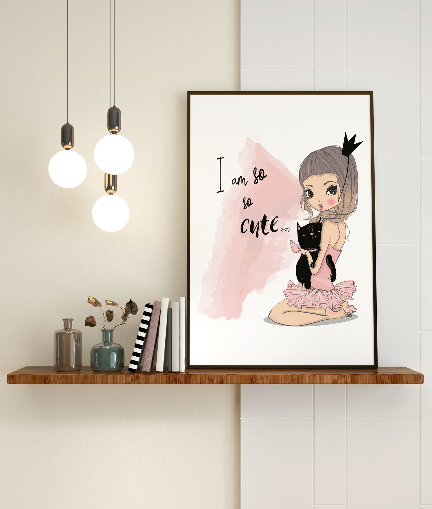 D#325 Wall art print, Poster, Aesthetic, Fashionista, Trendy, Paris, Cat, Pink, Cute, Beauty,  Little Princess