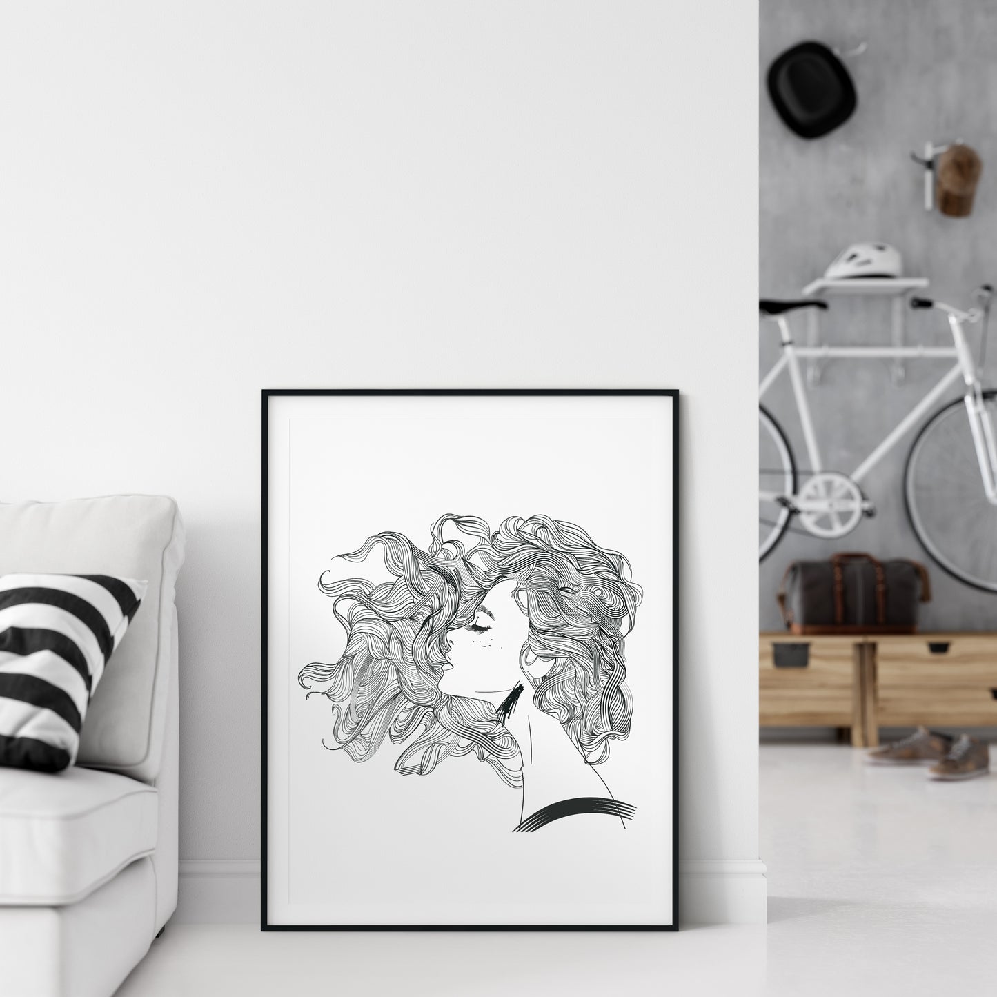 D#332 Wall art print, Poster, Fashion, Aesthetic, Fashionista, Charm, Beauty, Sexuality, Lady with Hair Flowers