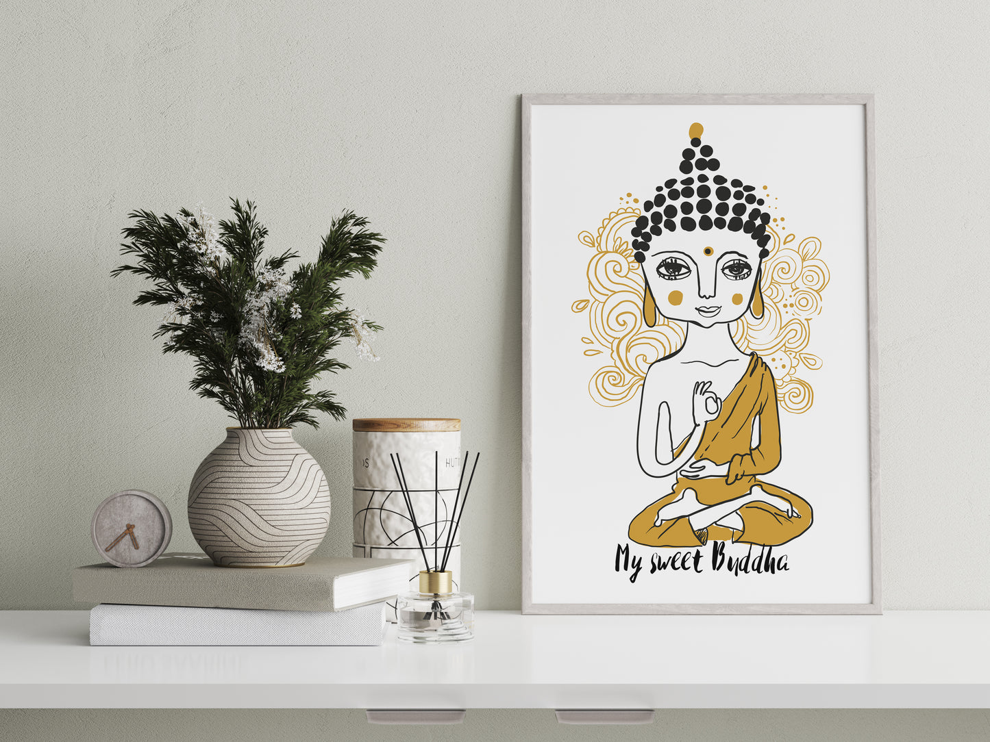 D#336 Wall art design, poster, Karma, Retreat, Chakras, Buddha, Feng Shui, ZEN, Meditation, Relax, Yoga, My sweet Buddha