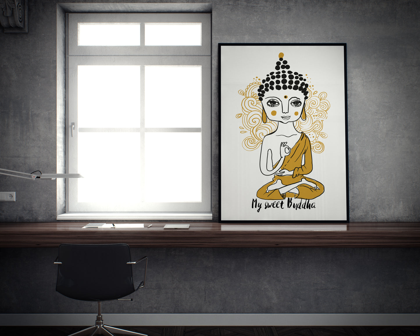 D#336 Wall art design, poster, Karma, Retreat, Chakras, Buddha, Feng Shui, ZEN, Meditation, Relax, Yoga, My sweet Buddha