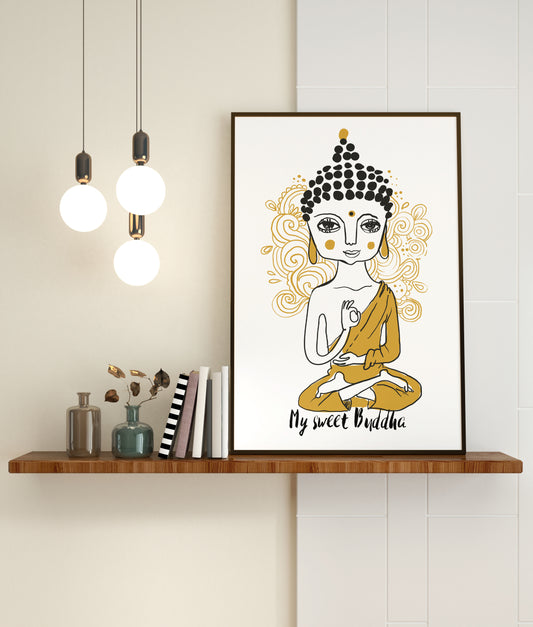 D#336 Wall art design, poster, Karma, Retreat, Chakras, Buddha, Feng Shui, ZEN, Meditation, Relax, Yoga, My sweet Buddha