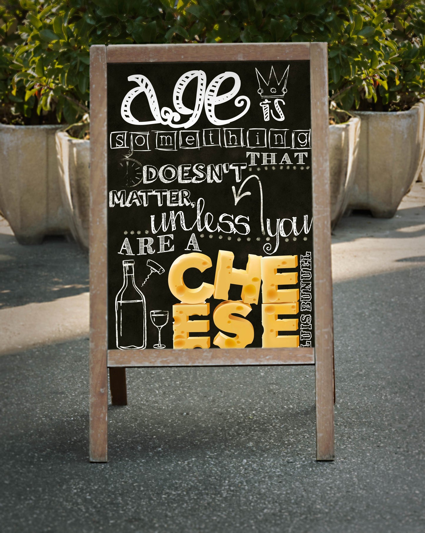 D#374, Wall art print, Chalkboard poster, Cheese poster, Kitchen, Resturaunt, Cheese, Gourmet, Age, Luis Bunuel