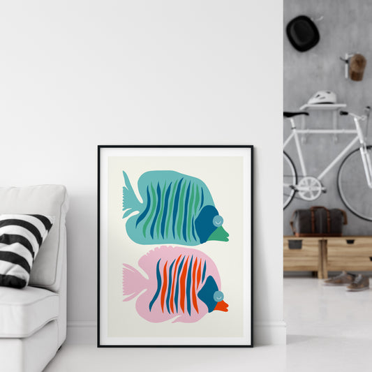 D#381 Wall art print, poster, Nautical, Underwater world, Ocean, Sea, Aqua, Fish, Aquarium shells poster, Matisse style