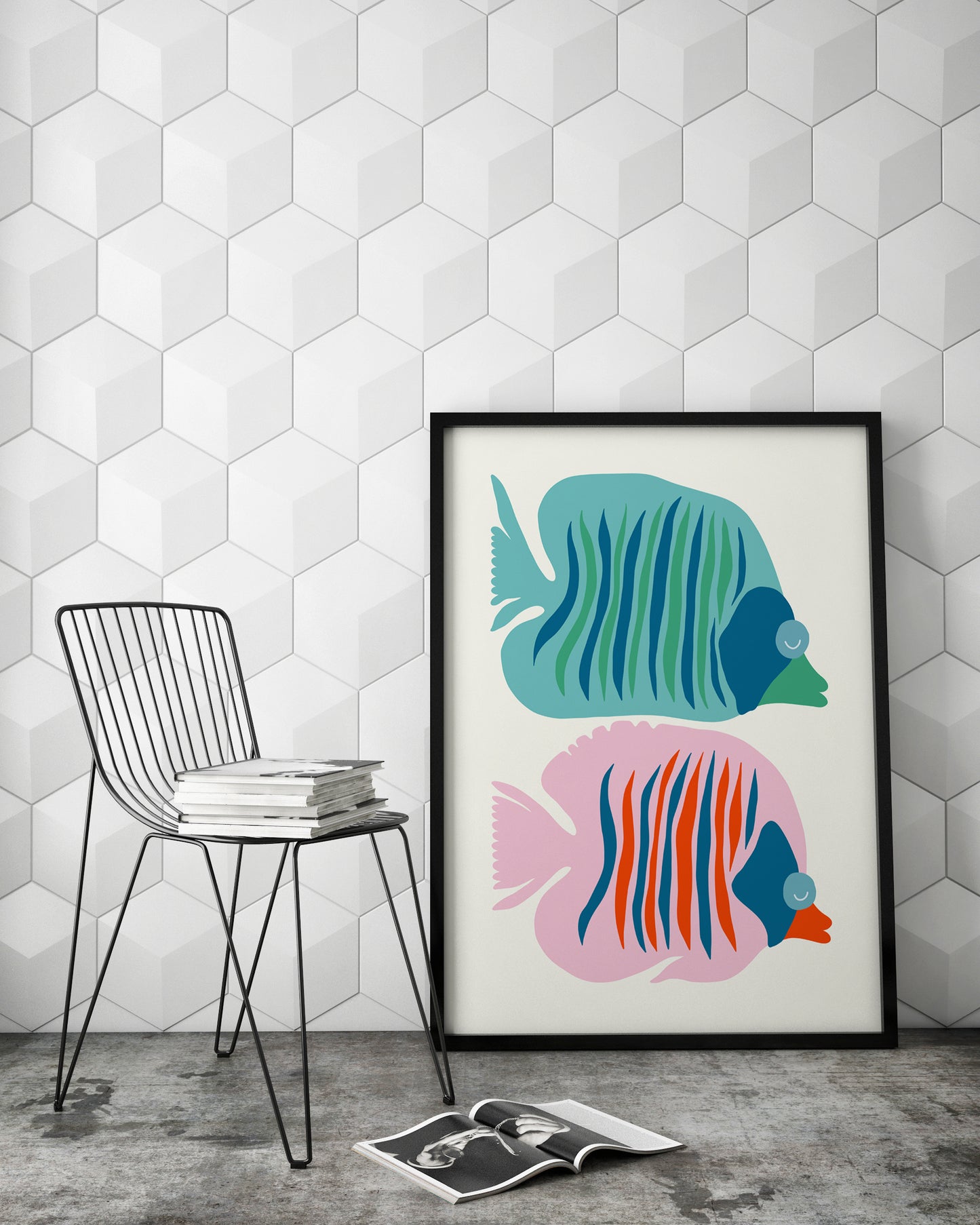 D#381 Wall art print, poster, Nautical, Underwater world, Ocean, Sea, Aqua, Fish, Aquarium shells poster, Matisse style