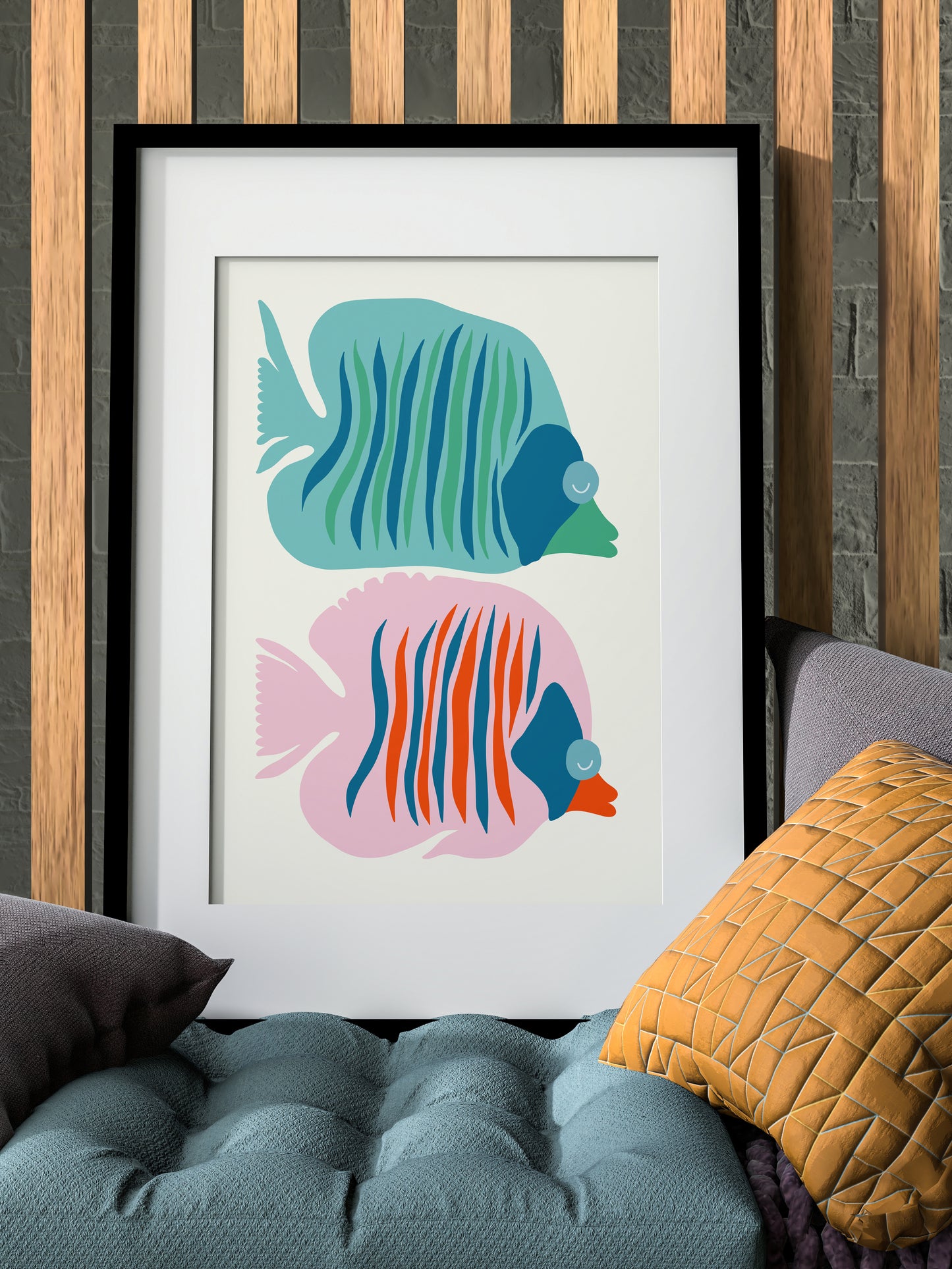 D#381 Wall art print, poster, Nautical, Underwater world, Ocean, Sea, Aqua, Fish, Aquarium shells poster, Matisse style