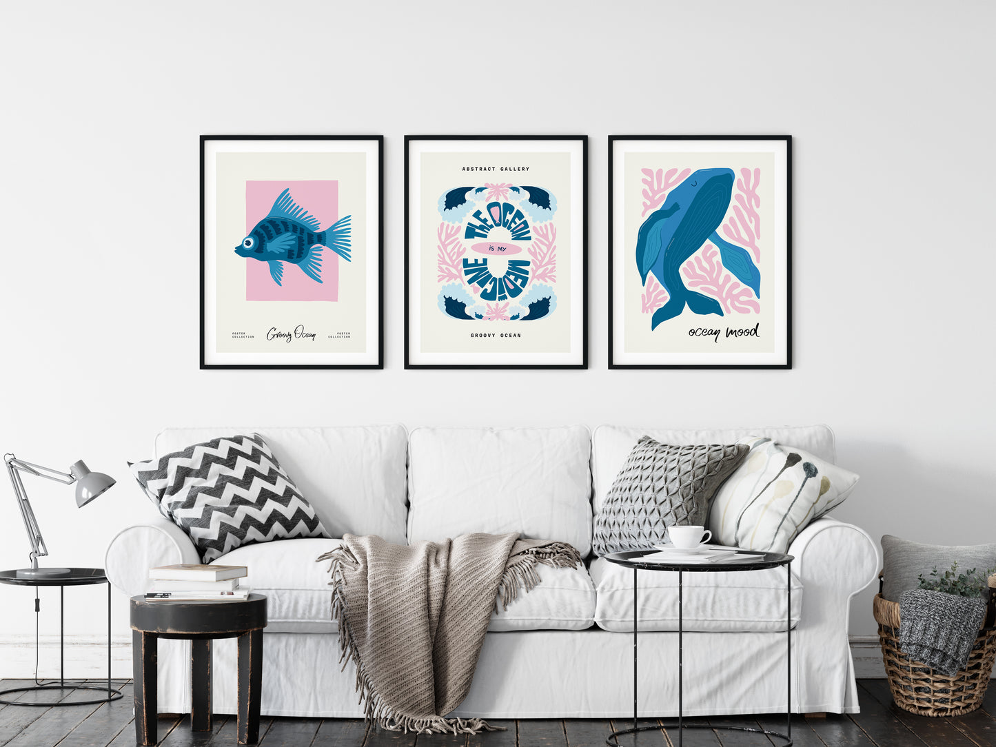 D#383 Wall art print, poster, Nautical, Underwater world, Ocean Life, Sea, fish, Aquarium, Matisse style, Set of 3 prints