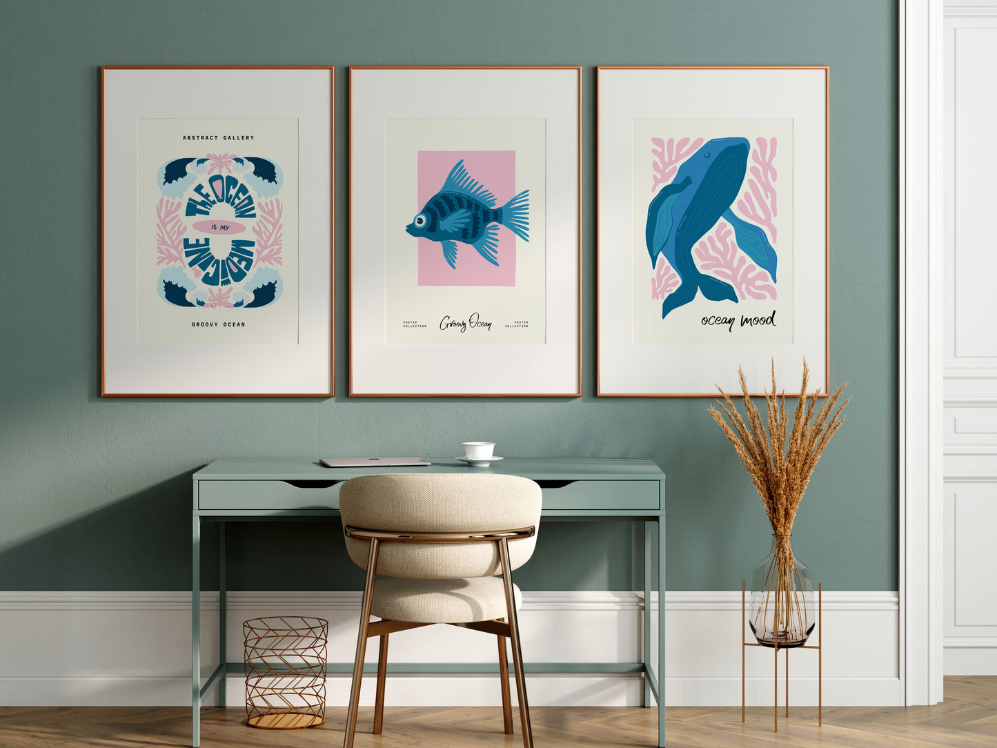 D#383 Wall art print, poster, Nautical, Underwater world, Ocean Life, Sea, fish, Aquarium, Matisse style, Set of 3 prints