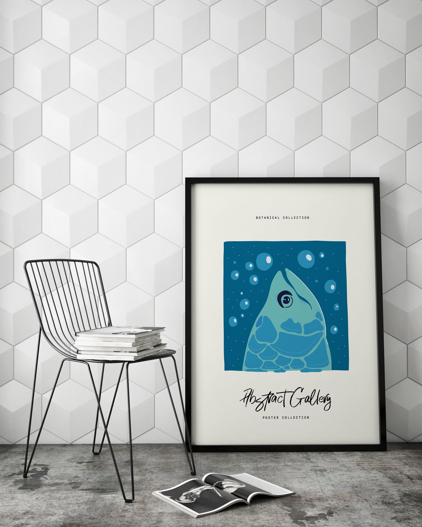 D#387 Wall art print, poster, Nautical, Underwater world, Ocean, Sea, Aqua, Blue Sea, Fish, Aquarium shells poster, Matisse style