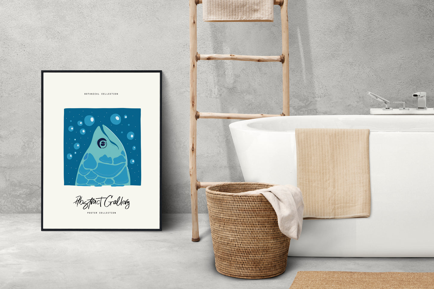 D#387 Wall art print, poster, Nautical, Underwater world, Ocean, Sea, Aqua, Blue Sea, Fish, Aquarium shells poster, Matisse style