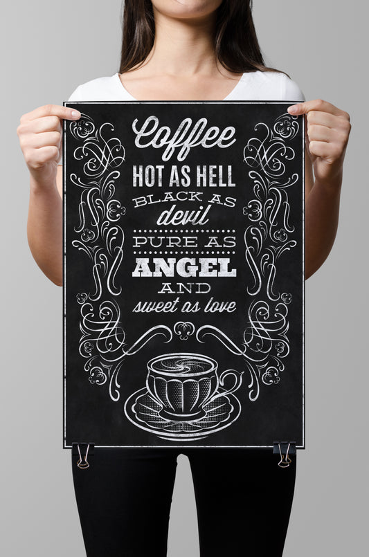 D#134, Wall art prints, Poster, Chalkboard art, Kitchen, Breakfast, Coffee lovers, Coffee types, Coffee menu