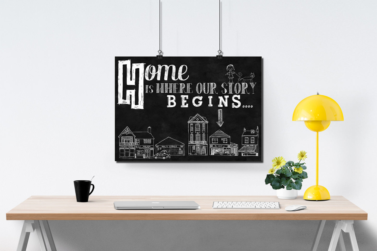 D#355 Wall art design, poster, Chalkboard print, Family, Home, Love begins, House, Motherland, Story Begins