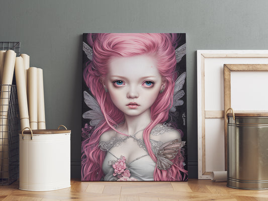 D#454 Wall art print, Poster, Magic, Femininity, Fashionista, Innocence, Fantasy, Divinity, Pink Angel with Wings
