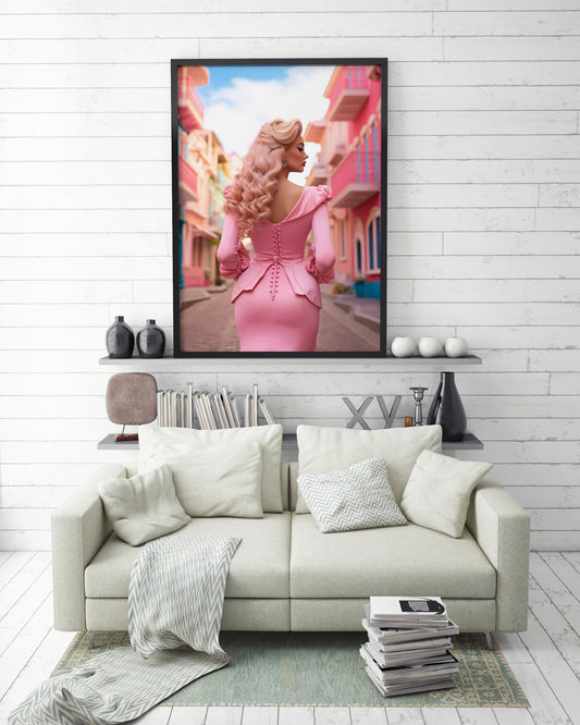 D#460 Wall art print, Poster, Fashion, Aesthetic, Fashionista, Trendy, Glamour, Hollywood, Celebrity, Lady in Pink