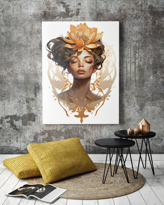 D#476 Wall art design, Poster, Harmony, Retreat, Philosophy, Feng Shui, Spiritual, ZEN, Meditation, Sacred Tree, Lotus Girl