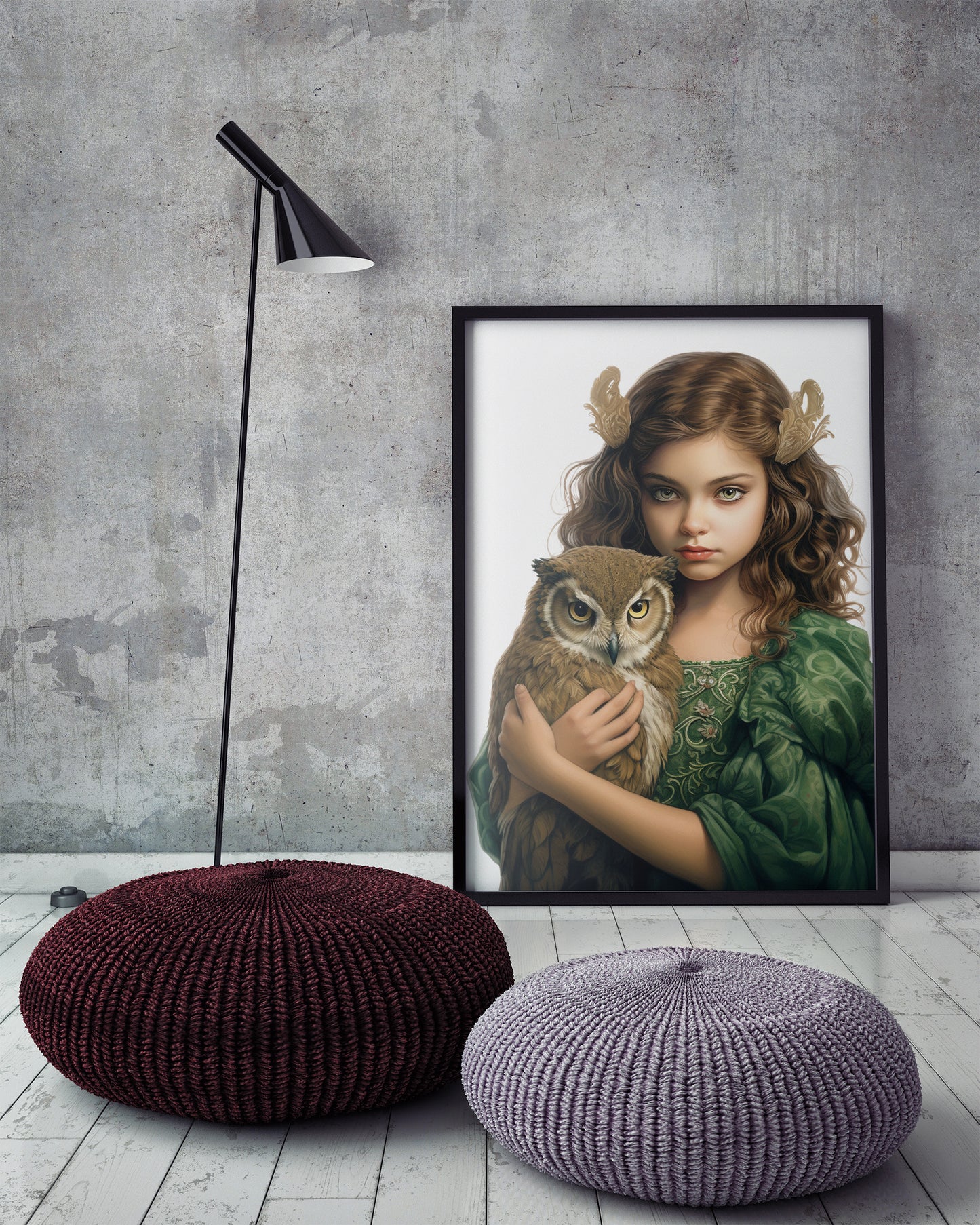 D#480 Wall art print, Poster, Birds, Fauna, Nature, Wisdom, Planet of Birds, Baroque, Mystics, Lady with Owl