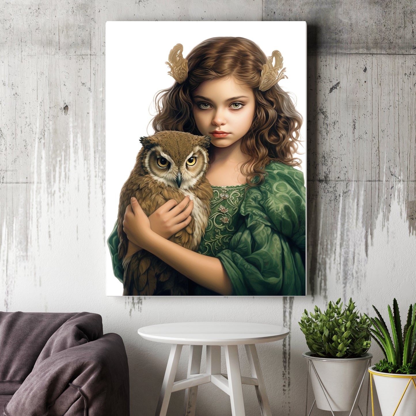 D#480 Wall art print, Poster, Birds, Fauna, Nature, Wisdom, Planet of Birds, Baroque, Mystics, Lady with Owl