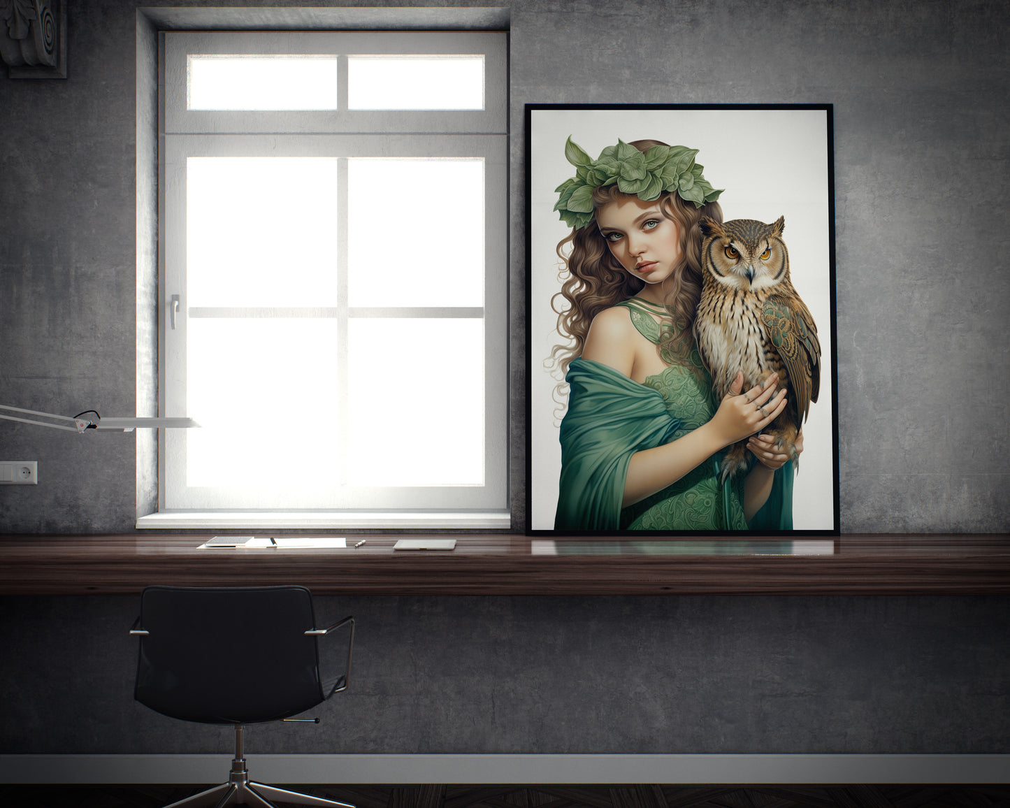 D#481 Wall art print, Poster, Birds, Fauna, Nature, Wisdom, Planet of Birds, Baroque, Mystics, Lady with Owl