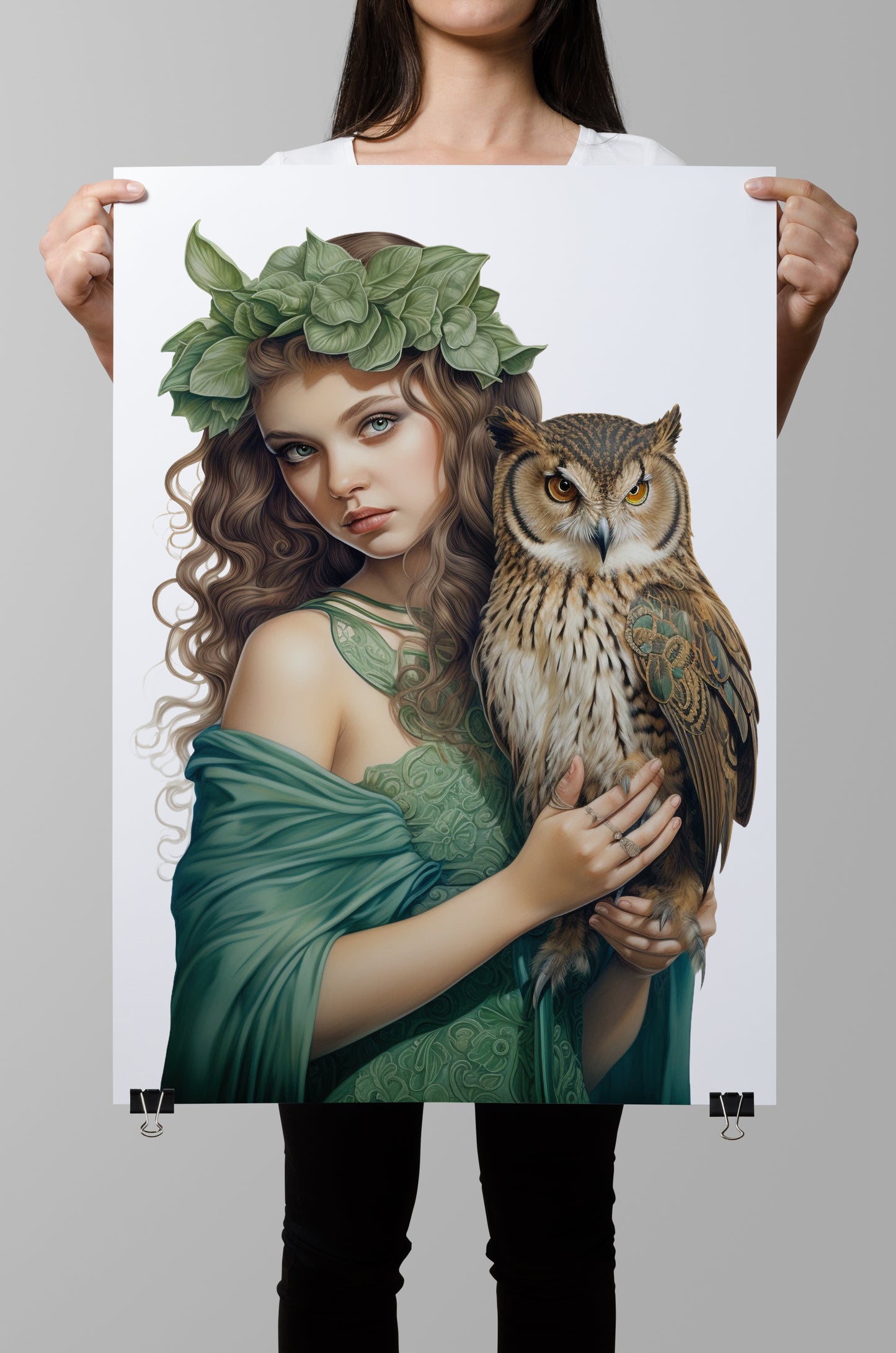 D#481 Wall art print, Poster, Birds, Fauna, Nature, Wisdom, Planet of Birds, Baroque, Mystics, Lady with Owl