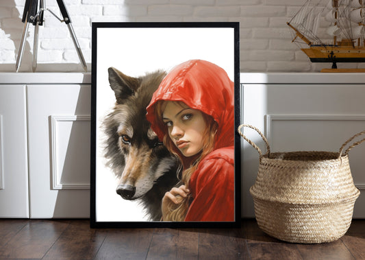 D#482 Wall art design, Poster, Life, Witchcraft, Philosophy, Rituals, Magic, Fairytale, Littlr Red Hood with Wolf