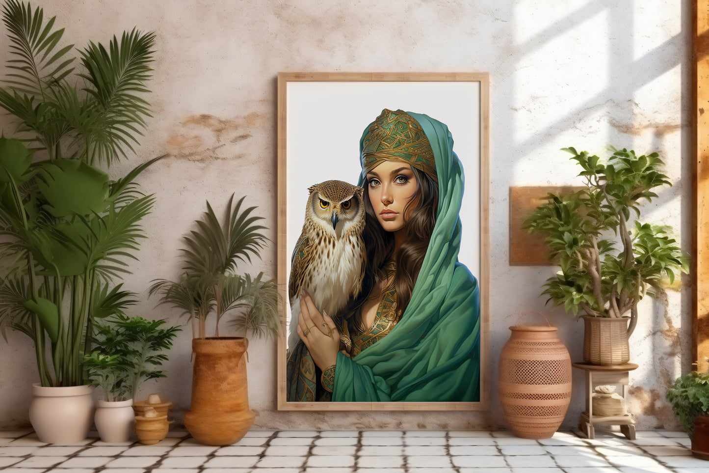 D#486 Wall art print, Poster, Birds, Fauna, Nature, Wisdom, Planet of Birds, Baroque, Mystics, Lady with Owl