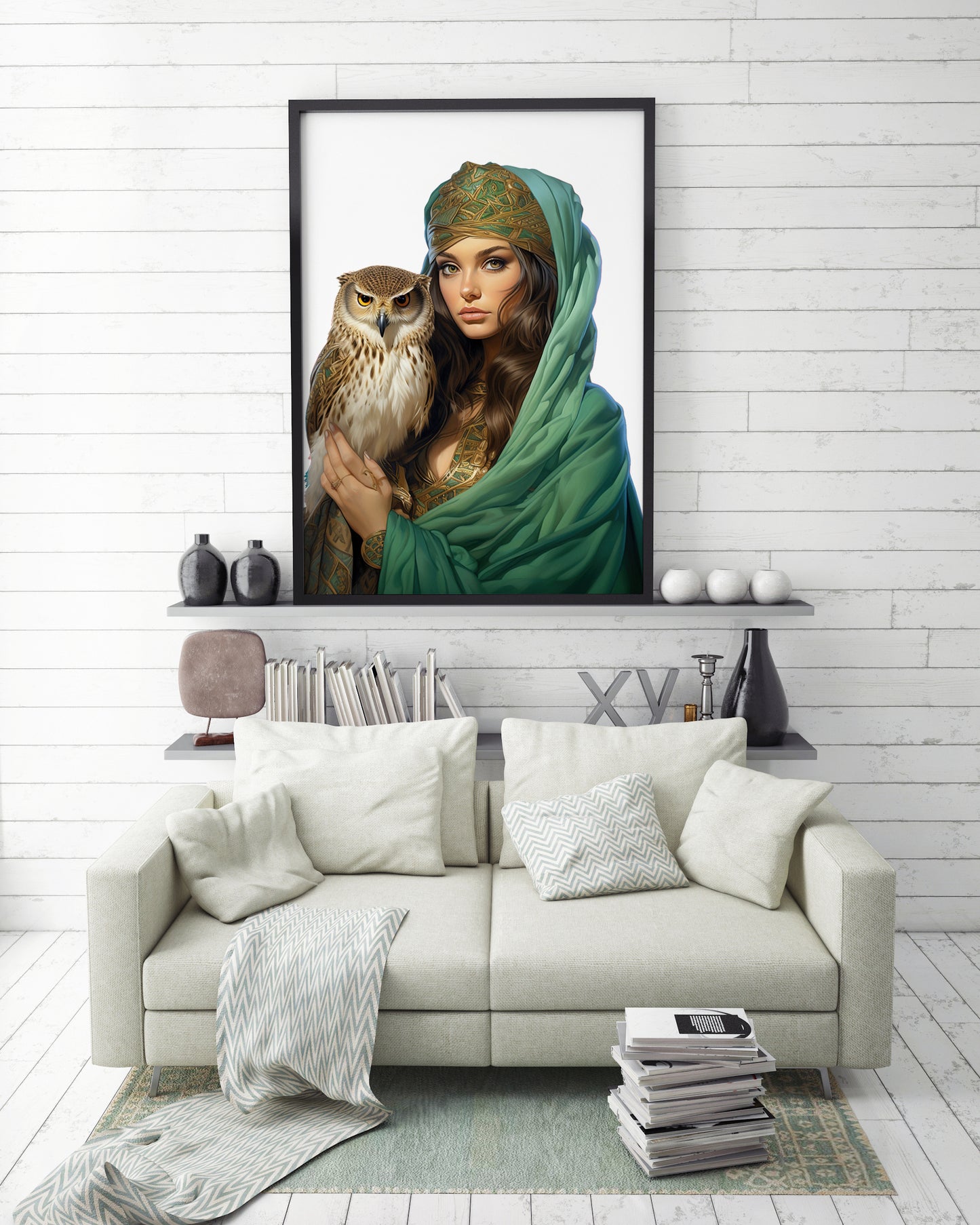 D#486 Wall art print, Poster, Birds, Fauna, Nature, Wisdom, Planet of Birds, Baroque, Mystics, Lady with Owl