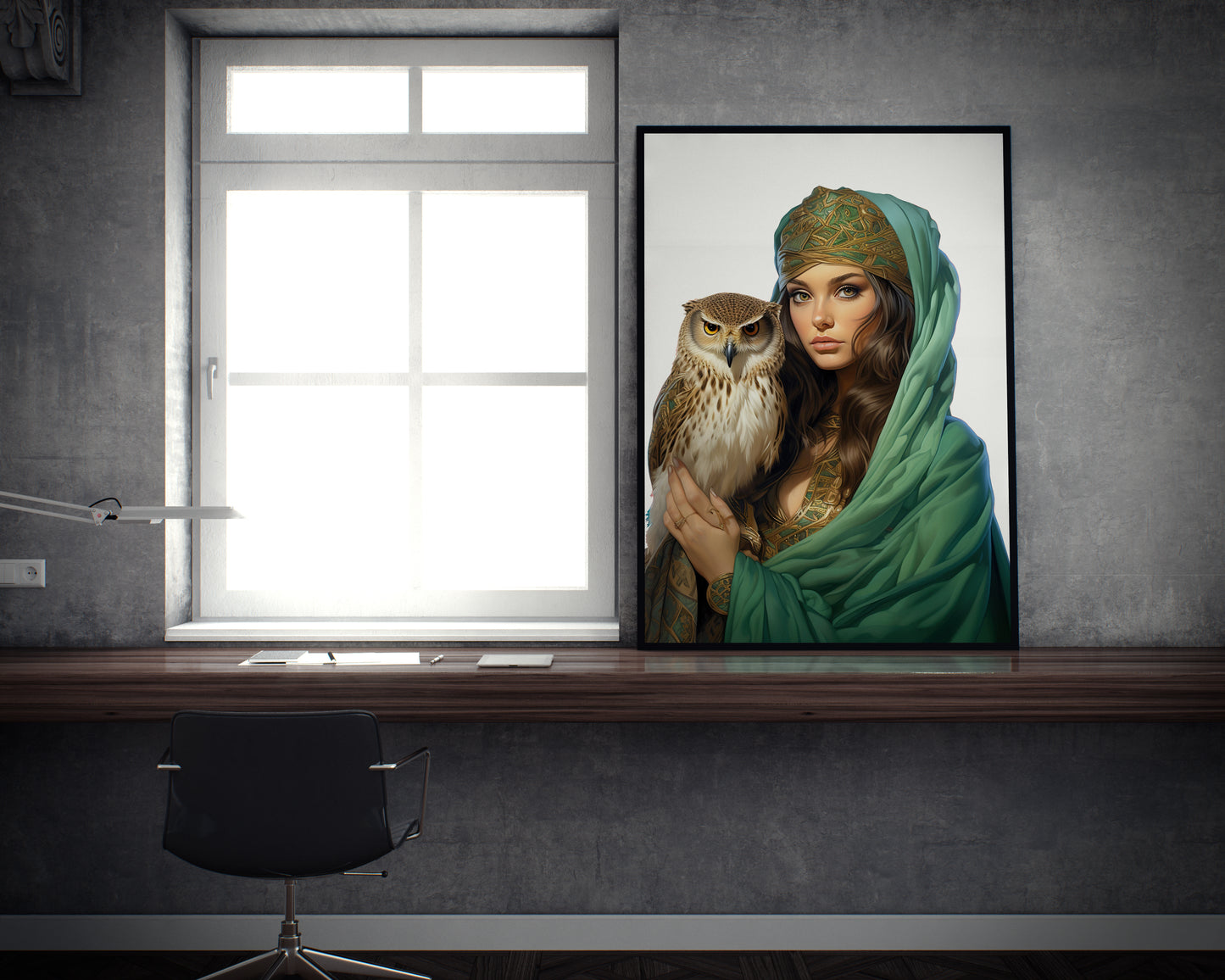 D#486 Wall art print, Poster, Birds, Fauna, Nature, Wisdom, Planet of Birds, Baroque, Mystics, Lady with Owl