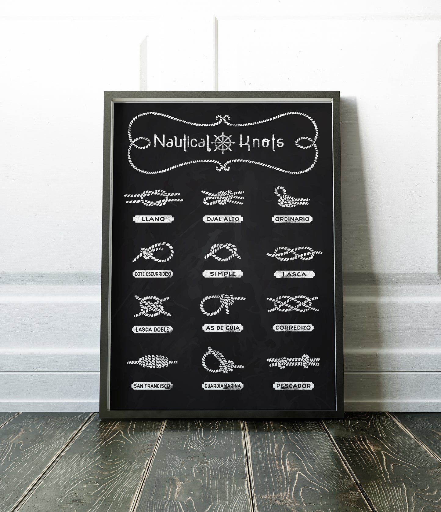 D#363 Wall art print, Chalkboard poster, Nautical, Ocean, Sea, Sailors, Boat, Sailing, Blue Sea, Fish, Marine, Ship, Nautical Knots