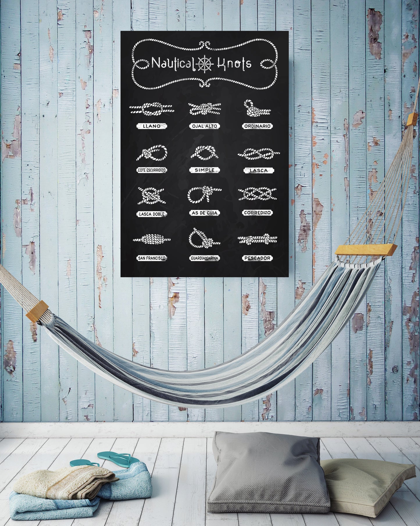 D#363 Wall art print, Chalkboard poster, Nautical, Ocean, Sea, Sailors, Boat, Sailing, Blue Sea, Fish, Marine, Ship, Nautical Knots