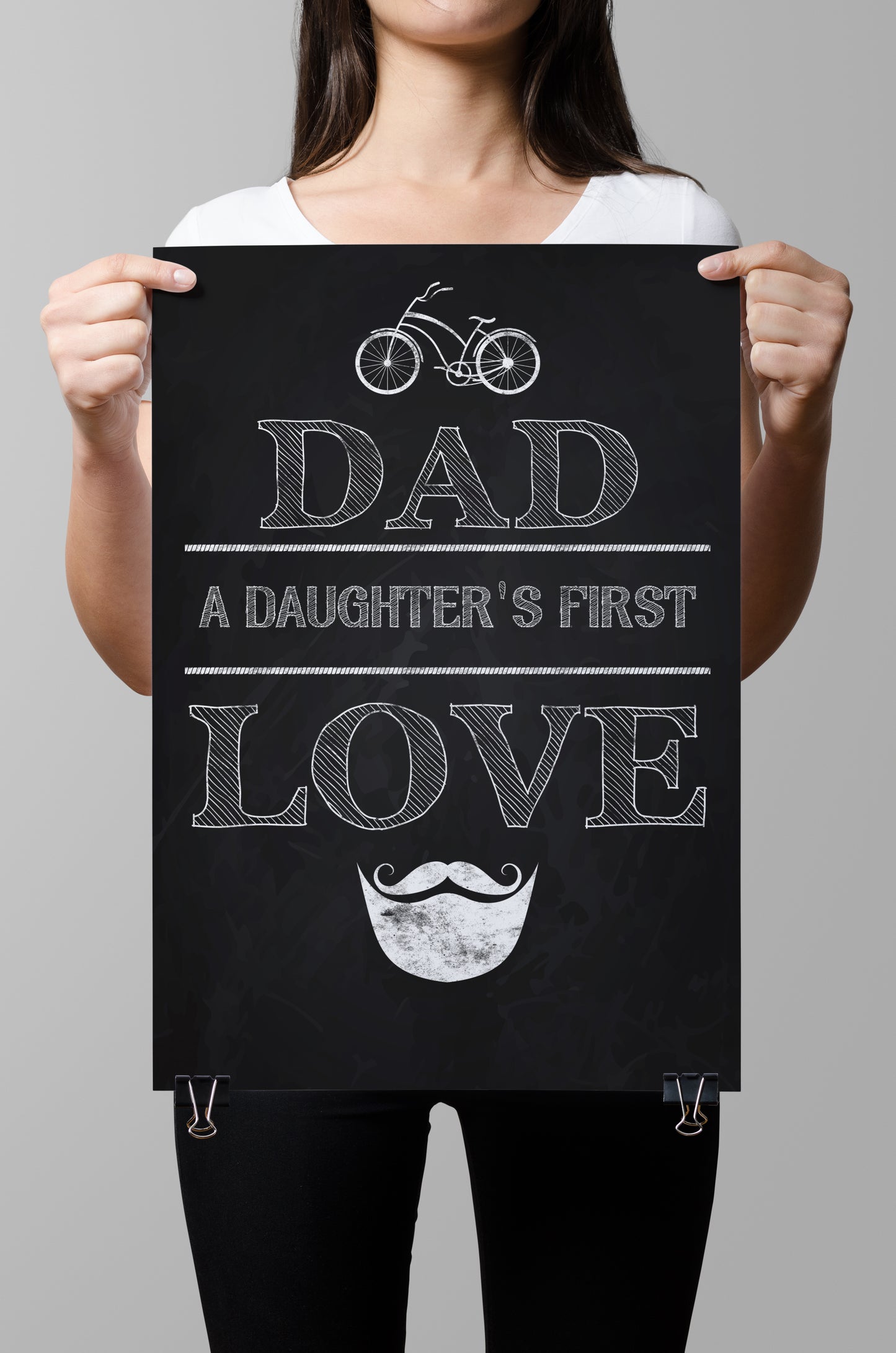 D#348 Wall art prints, chalkboard art, Love, Family, Parents, Kids Father day, Dad Daughter First LOVE