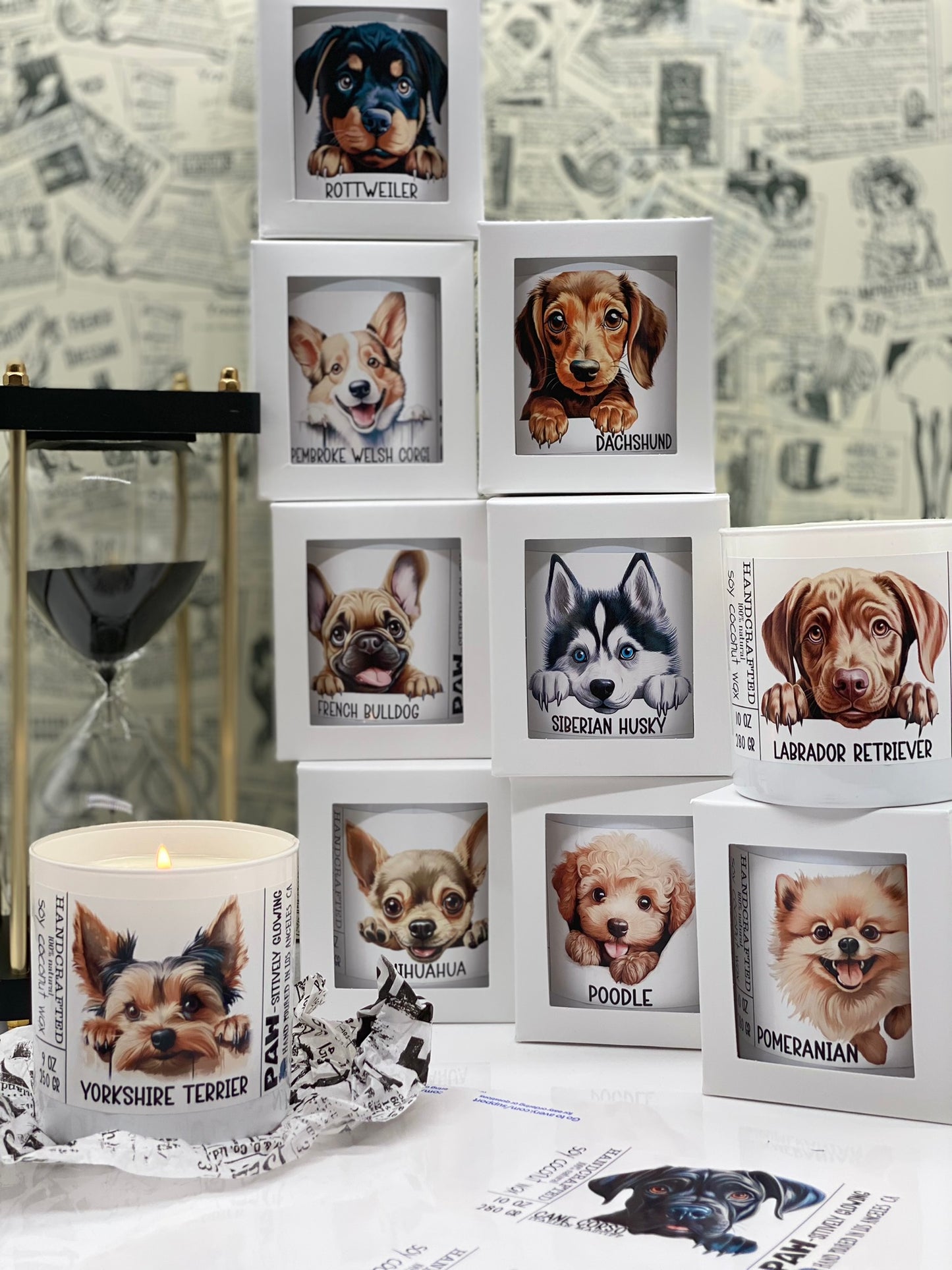 Edition #2, Candle, Coconut Soy wax candle, Funny Dogs, Dogs Lover, I love my Dog, Pets, Dogs Breeds, Paw-sitively Glowing, 11 breeds