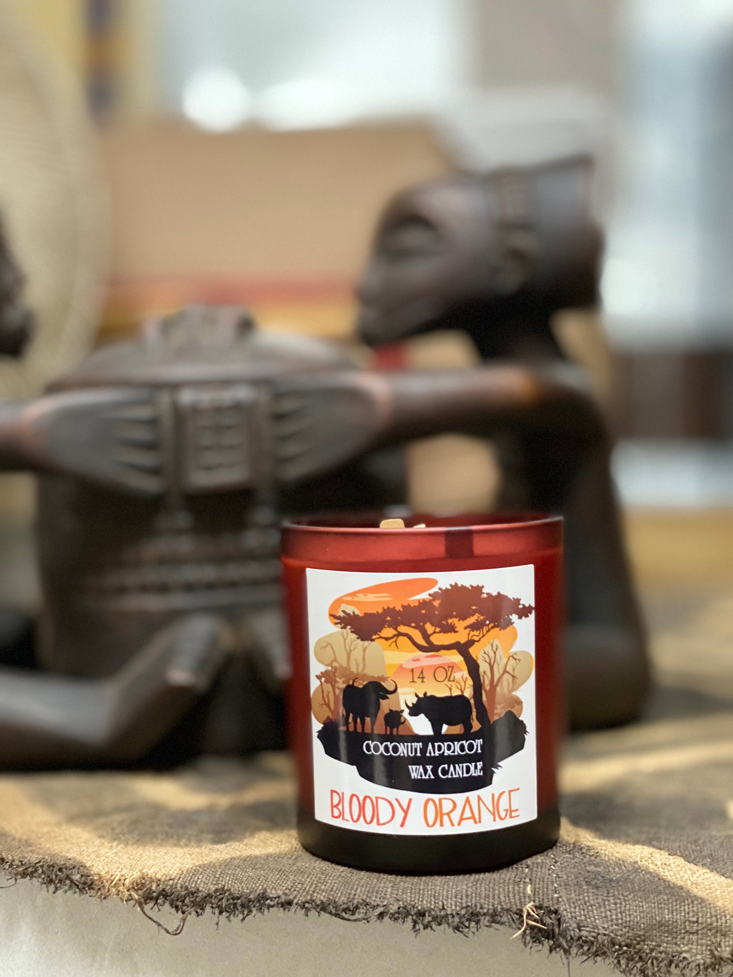 Candle, Coconut APRICOT wax candle, Citrus, Garden, Herbs, Bloody Orange Scented, "African collection"