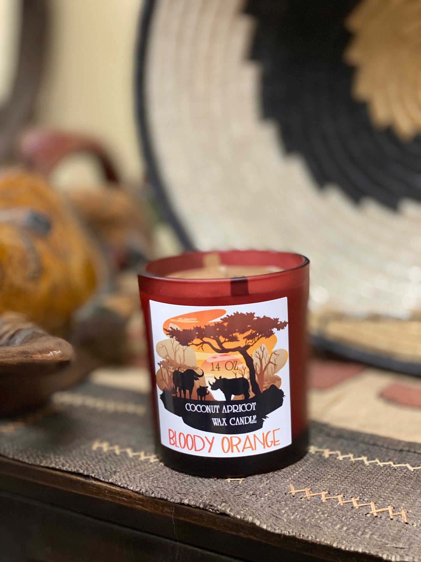 Candle, Coconut APRICOT wax candle, Citrus, Garden, Herbs, Bloody Orange Scented, "African collection"