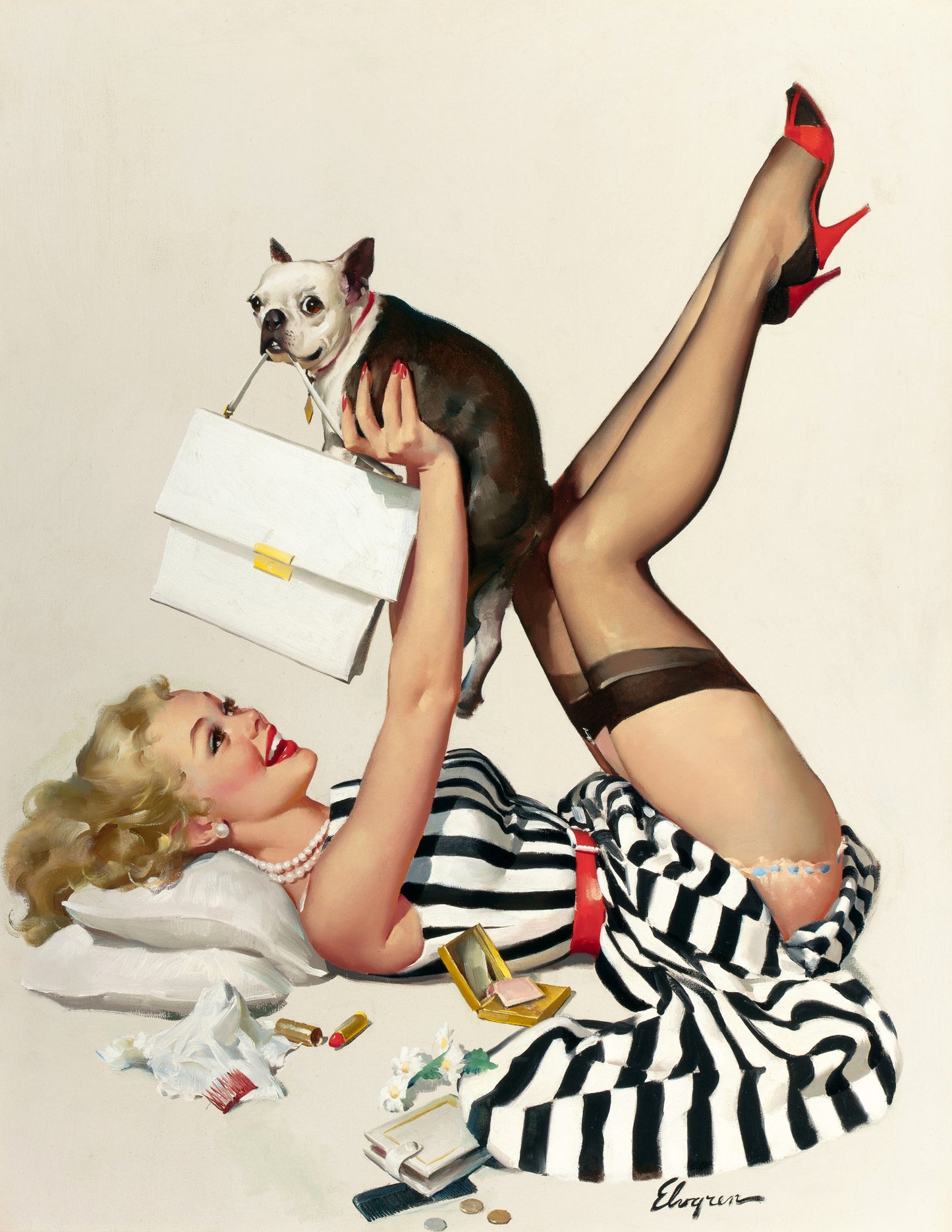 D#366 Wall art print, Poster, Pinup Art, Fashion, Aesthetic, Fashionista, Ad, Beauty, Sexuality, Lady with Dog, Pinup, Set of 4 prints