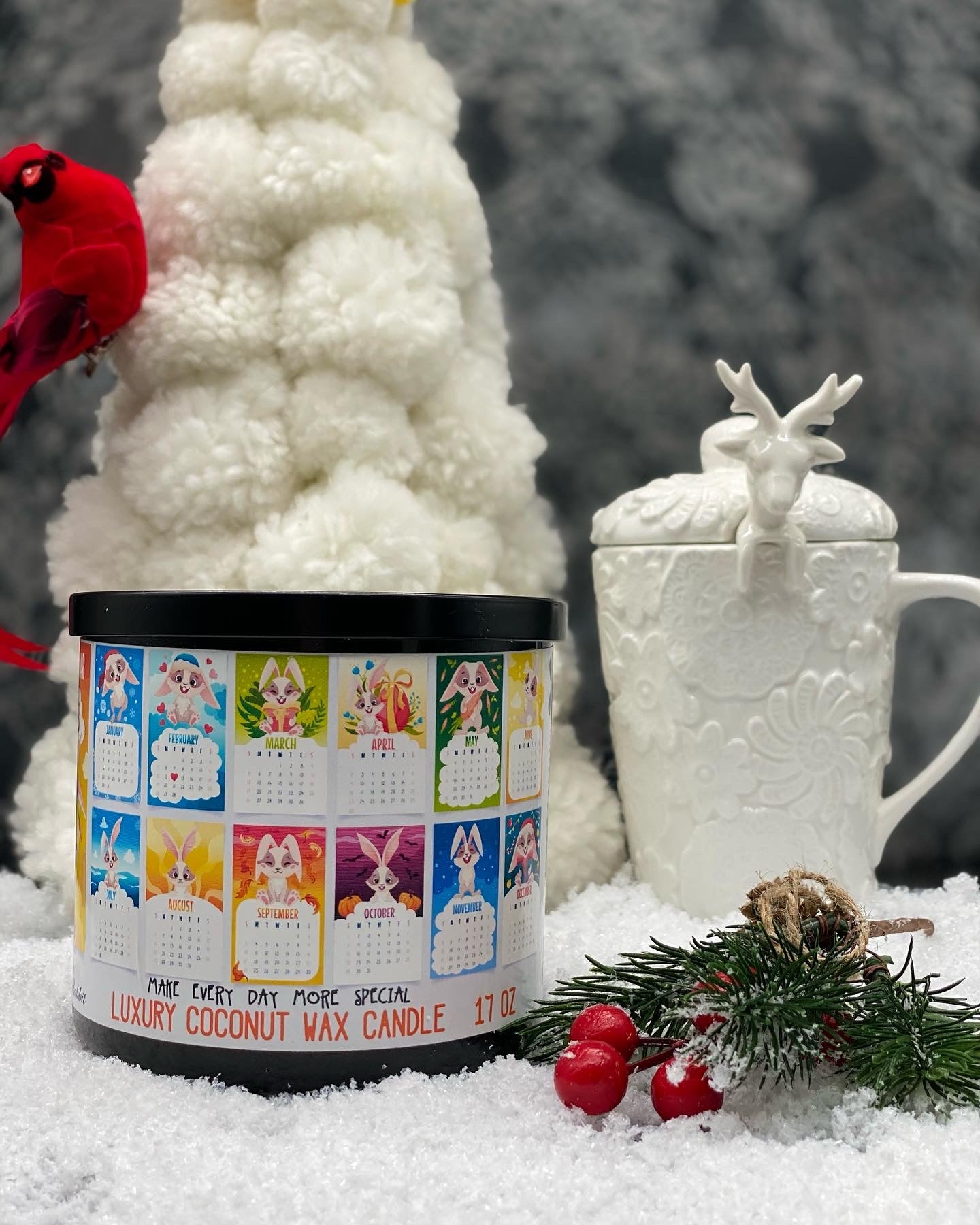 Candles, Jar candles, Christmas candle, Calendar 2023, Rabbit Year, Chinese Calendar Candle