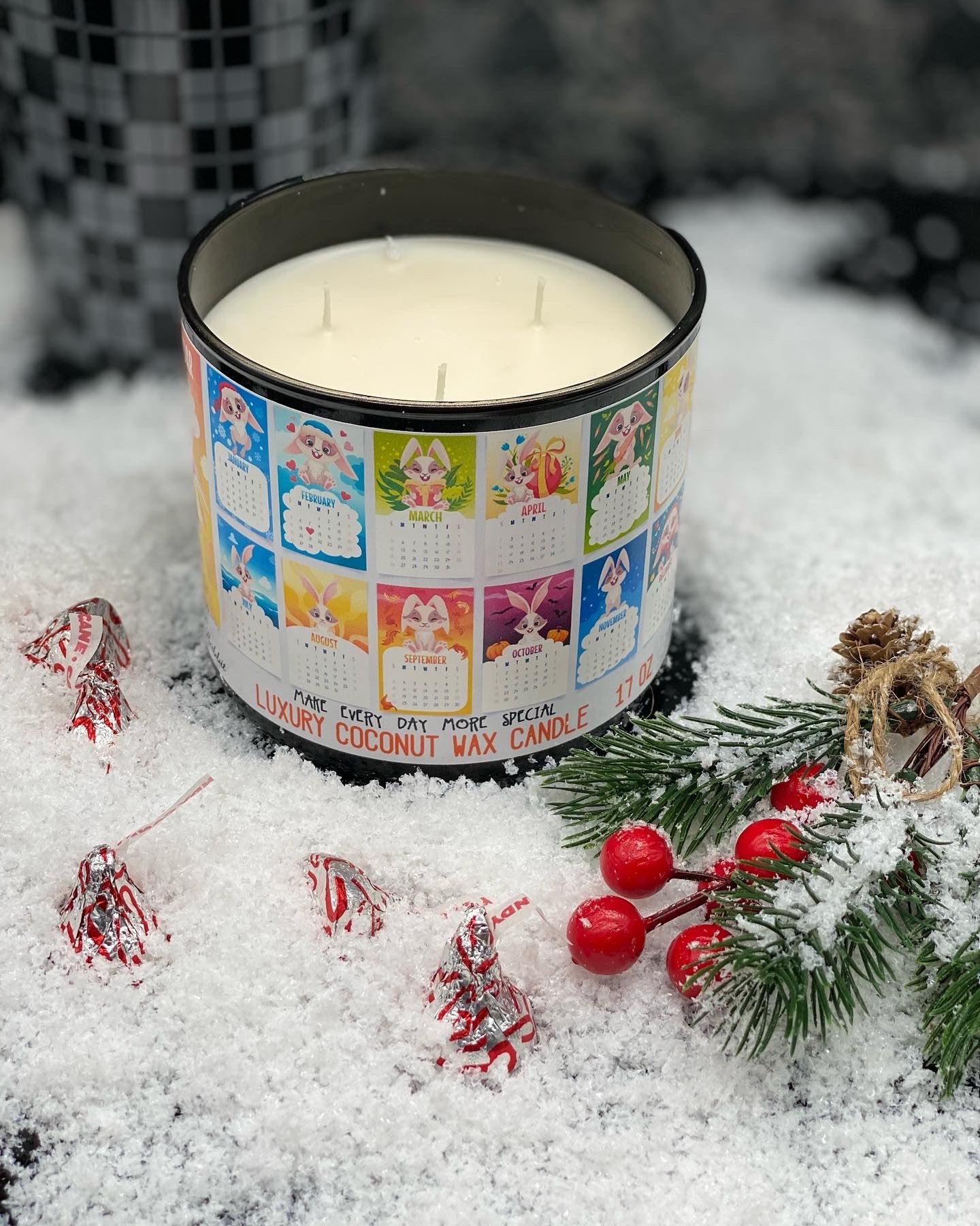 Candles, Jar candles, Christmas candle, Calendar 2023, Rabbit Year, Chinese Calendar Candle