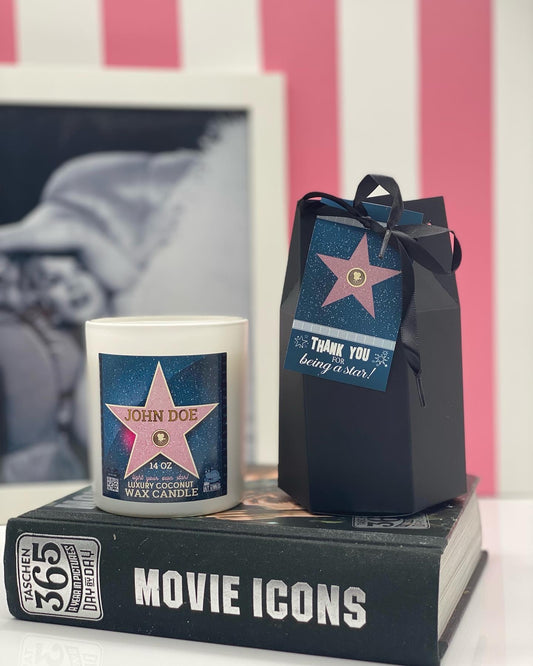 Candle, Hollywood Star, Personalized Candle, Walk of Fame, Celebrities, Put your name on Star