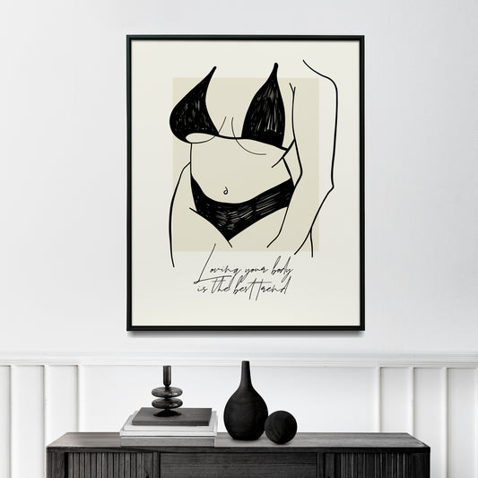 D#105 Wall art print, poster, feminism body positive poster, plus size female figure, love to own figure, selfmade,  perfection