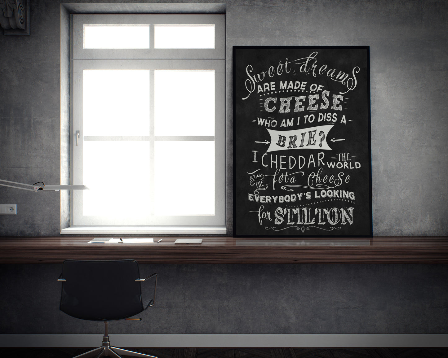 D#5, Wall art print,  chalkboard poster, Parody Song "Sweet Dreams Are Made Of Cheese"  Eurythmics