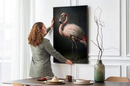 D#118_1 Wall art print, Poster, Birds, Fauna, Nature, Planet of Birds, Baroque, Royal Majesty Birds Collection, Pink Flamingo