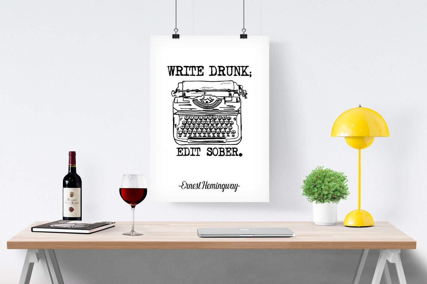 D#4 Wall art print, poster, Ernest Hemingway Quotes, Drinks, Bar, Drinks, Alcohol, Edit, Typewriter