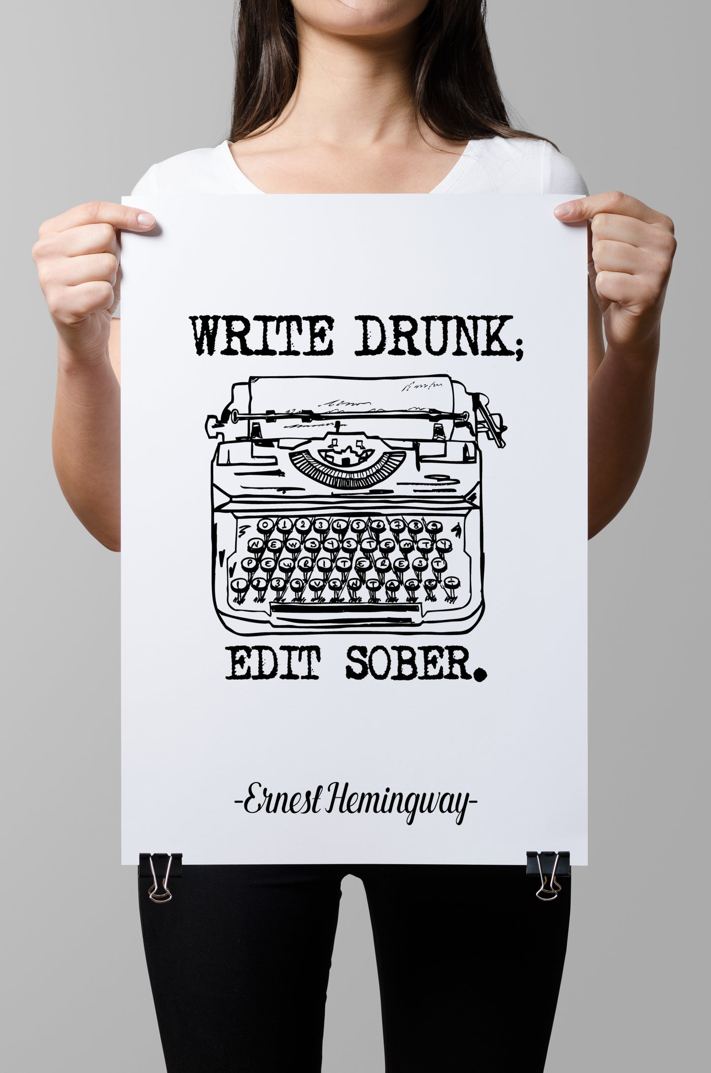 D#4 Wall art print, poster, Ernest Hemingway Quotes, Drinks, Bar, Drinks, Alcohol, Edit, Typewriter