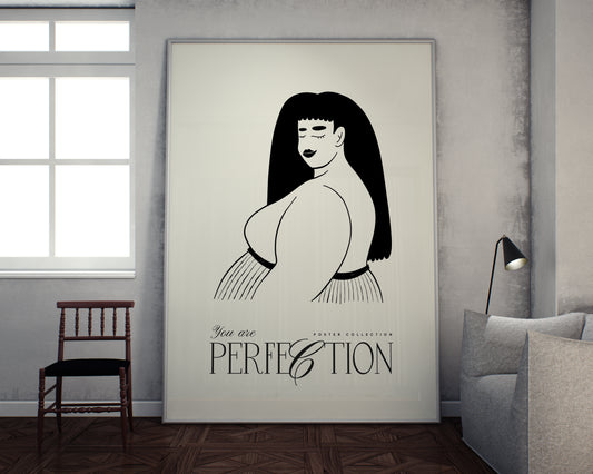 D#79 Wall art print, poster, feminism body positive poster, plus size female figure, love to own figure, selfmade,  perfection